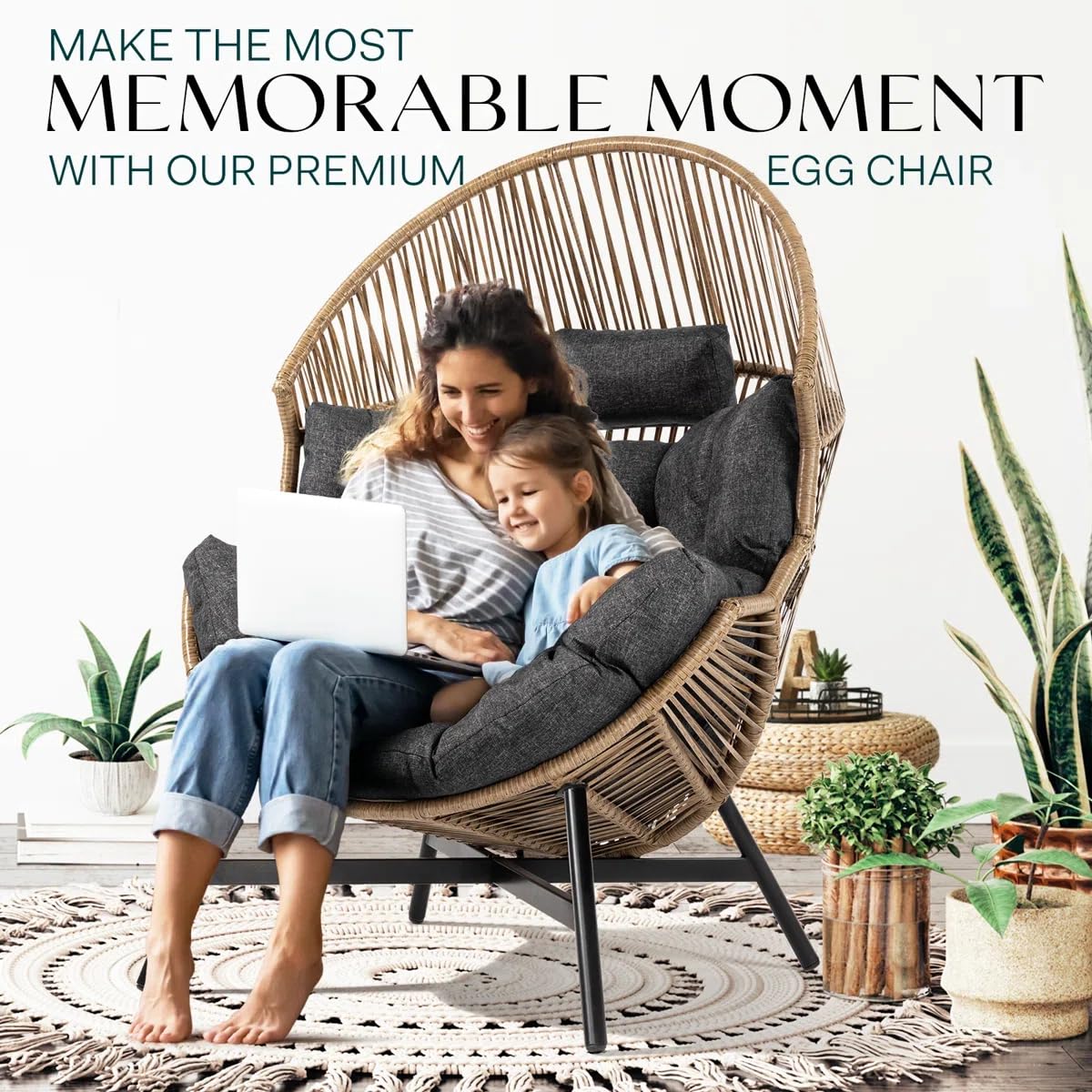 Teardrop papasan chair designed with onyx stone cushion, multi dark brown frame, and teardrop design for living room seating