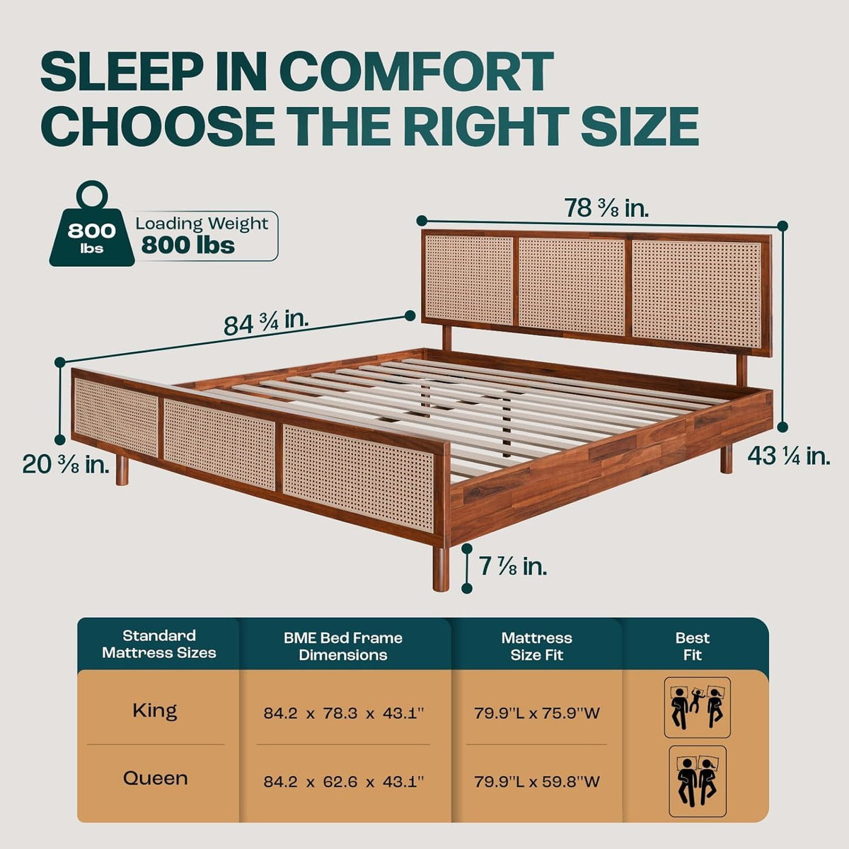 Nancy king platform bed frame, featuring dark chocolate finish, for mattress placement
