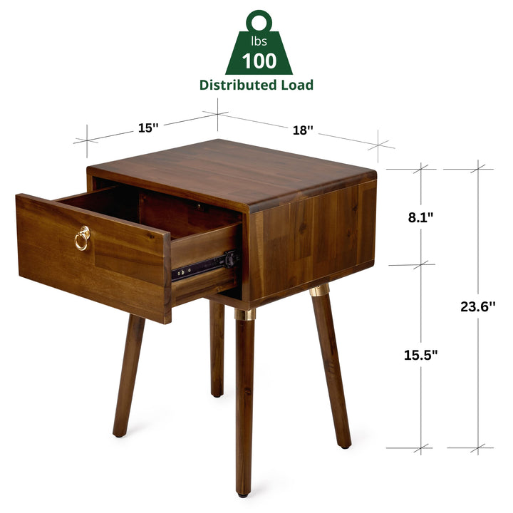 Caden 1-drawer nightstand, featuring dark chocolate finish and bedside storage, for bedroom organization