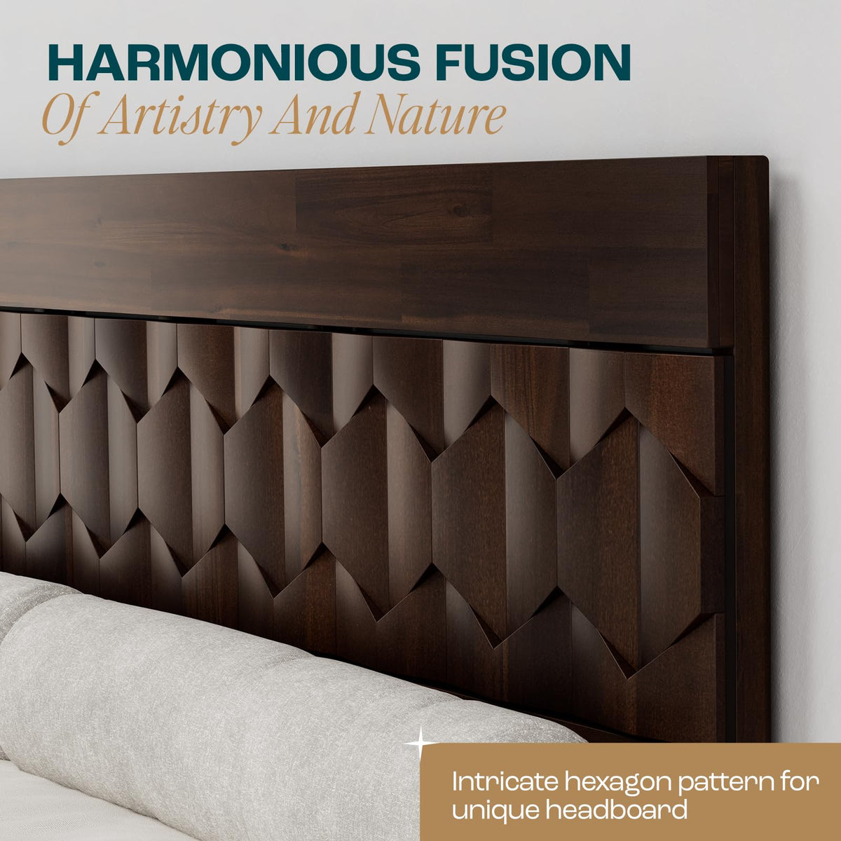 Georgina king platform bed frame with walnut finish for everyday bedroom use
