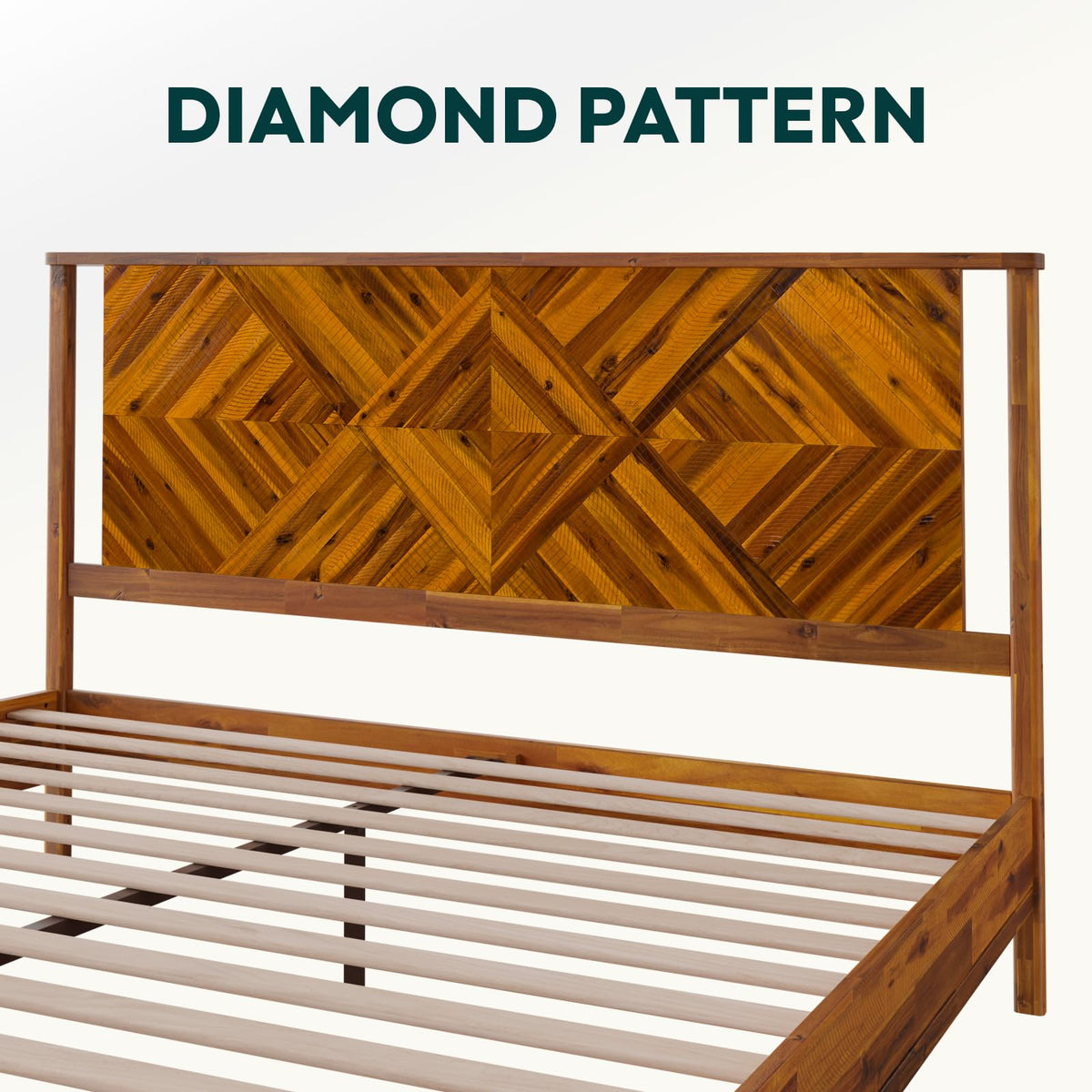 Ethan king platform bed frame designed with rustic caramel finish for a coordinated sleep space