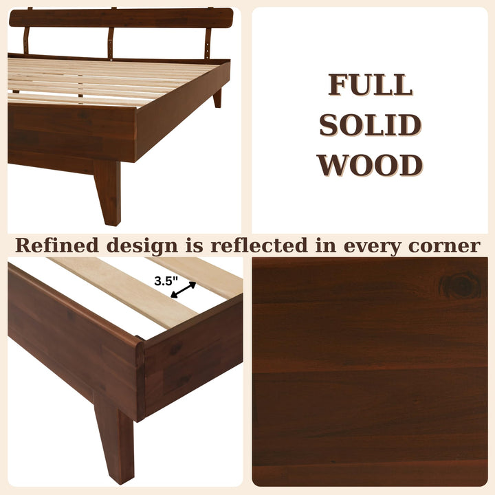Caden king platform bed frame designed with headboard and walnut finish for bedroom styling