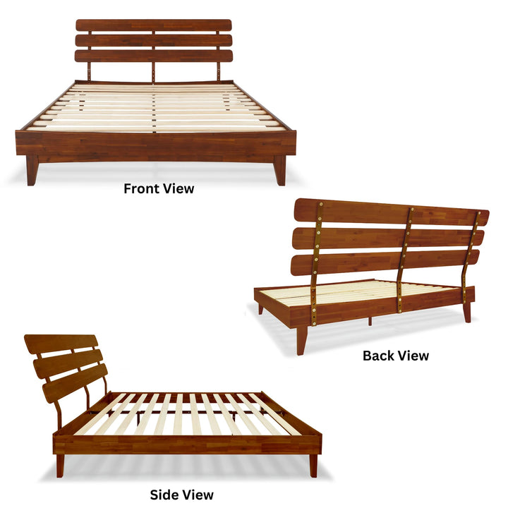 Caden king platform bed frame with headboard and dark chocolate finish; for bedroom furniture