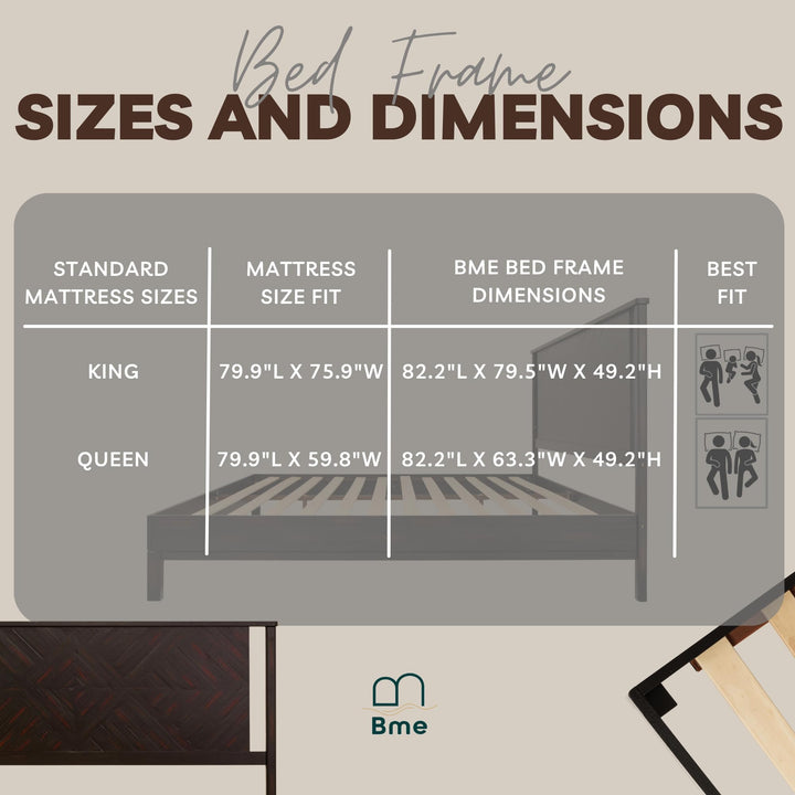 Ethan king platform bed frame designed with headboard and rustic black finish for bedroom styling