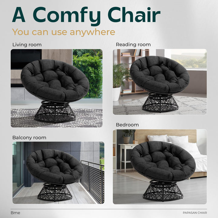 Papasan chair with onyx stone cushion for relaxed seating