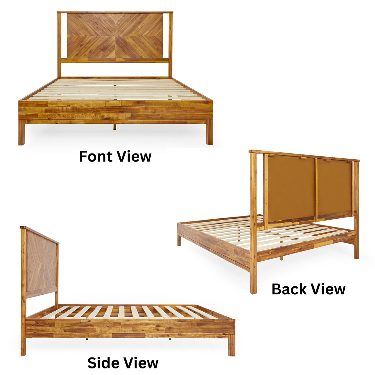 Vivian queen platform bed frame designed with headboard for a coordinated sleep space