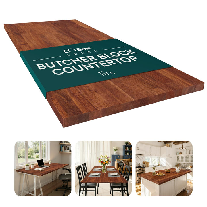 Wood tabletop panel with 48 in x 30 in x 1 in and dark walnut finish for desk builds