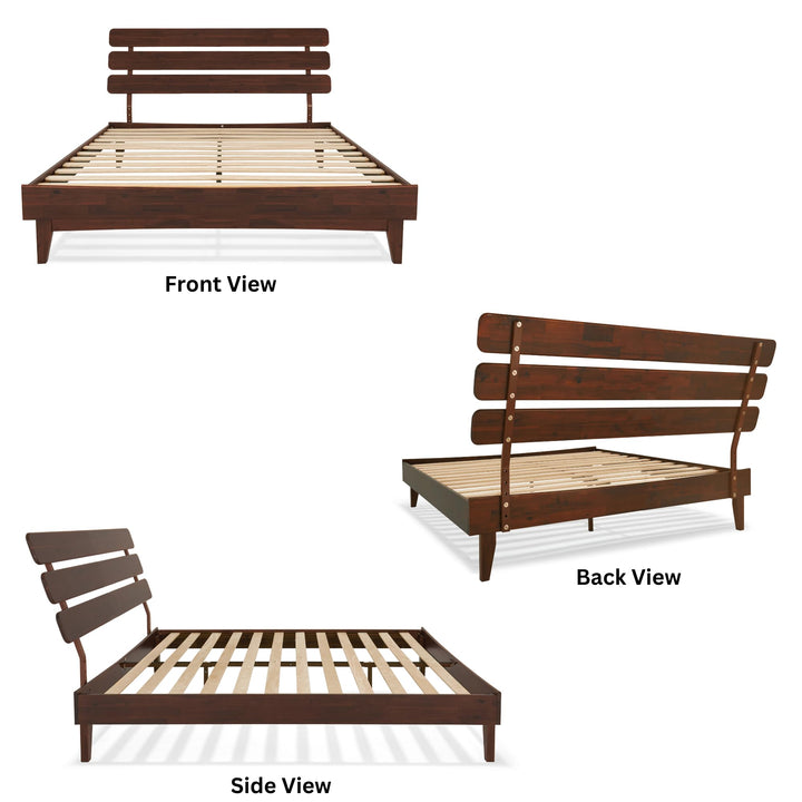 Caden queen platform bed frame with headboard and walnut finish; for bedroom furniture