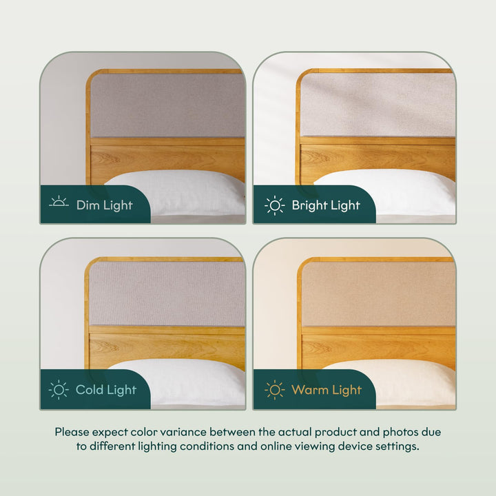 Calista queen platform bed frame, featuring teak brown finish, for a platform bed setup