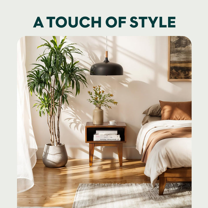 Catherine nightstand, featuring teak brown finish and bedside storage, for small-item storage