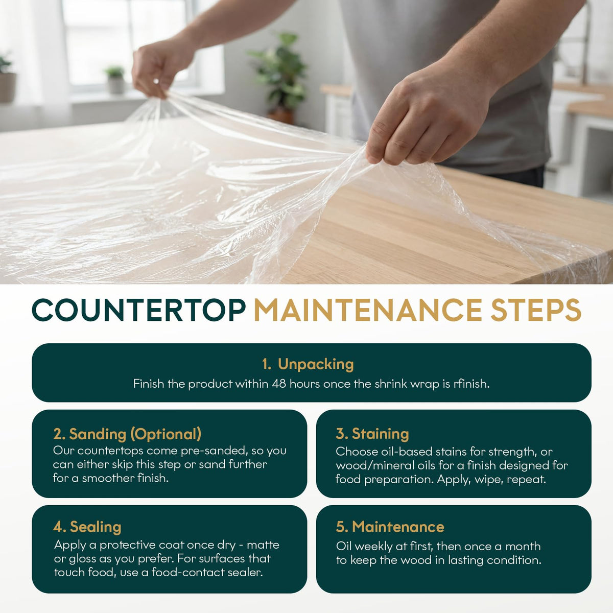 Acacia wood countertop, featuring 30 inch and wax oil finish, for DIY furniture