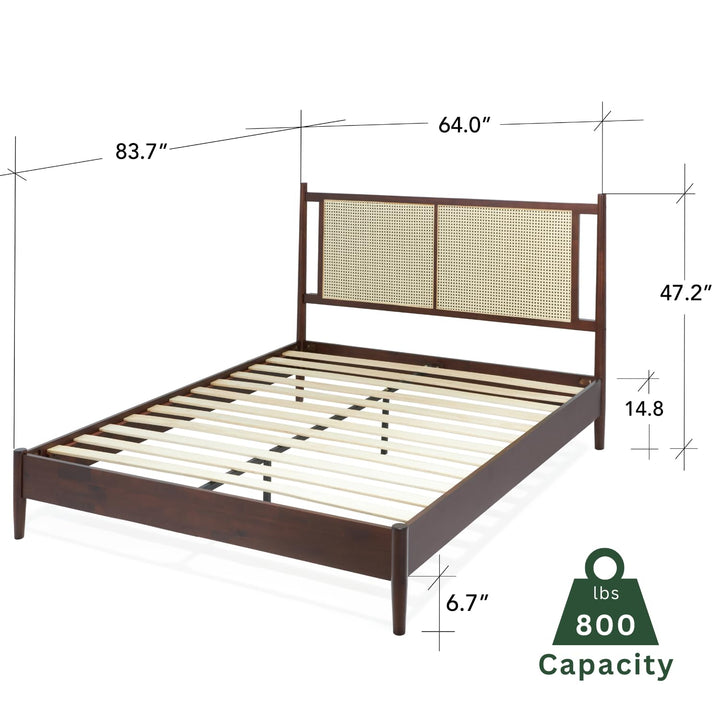 Oliver queen platform bed frame, featuring walnut finish, for mattress placement