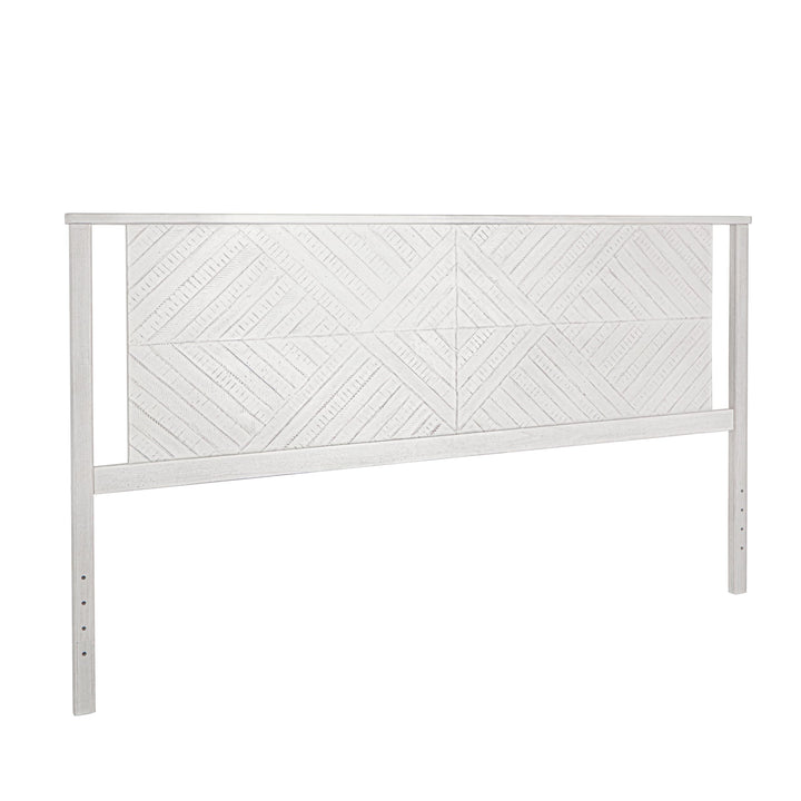 Ethan king bed headboard with rustic white finish for a bed frame setup
