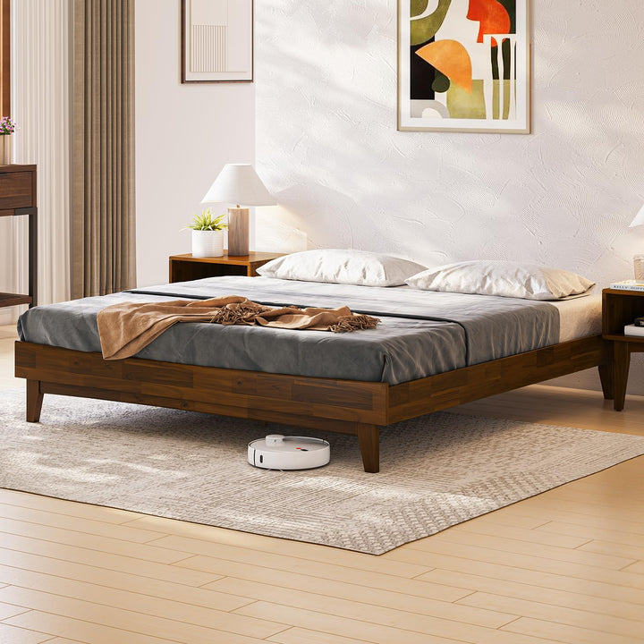Catherine king platform bed frame with dark chocolate finish for bedroom setup