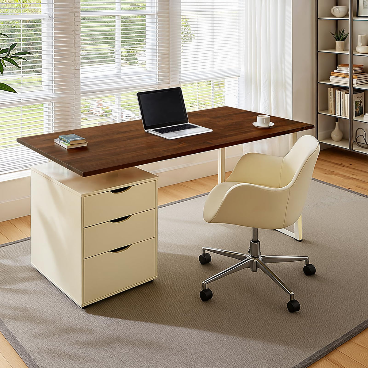 Acacia wood butcher block countertop designed with 48 in x 30 in x 1.5 in and walnut finish for desktop applications
