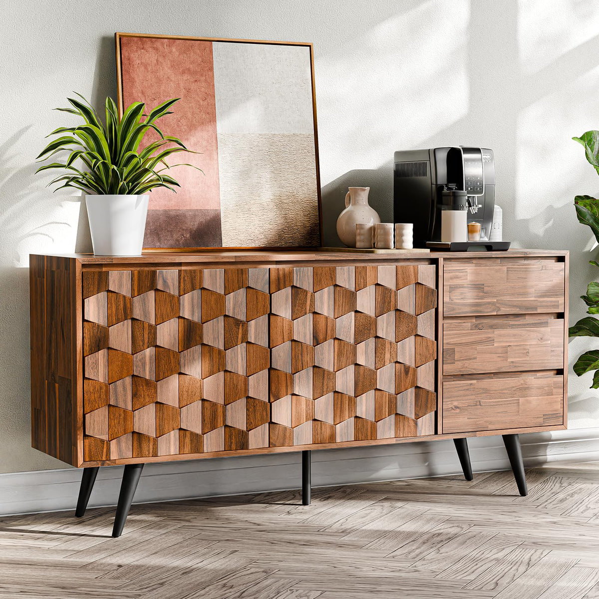 Georgina sideboard cabinet with dark chocolate finish and dining or living room storage for dining room storage