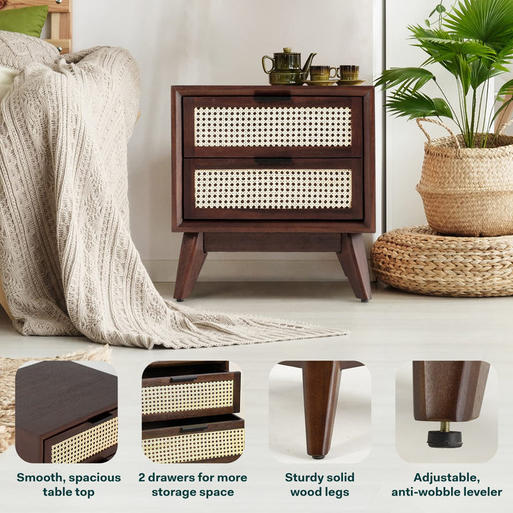 Jasper side table designed with walnut finish and sofa-side or bedside table for living room placement