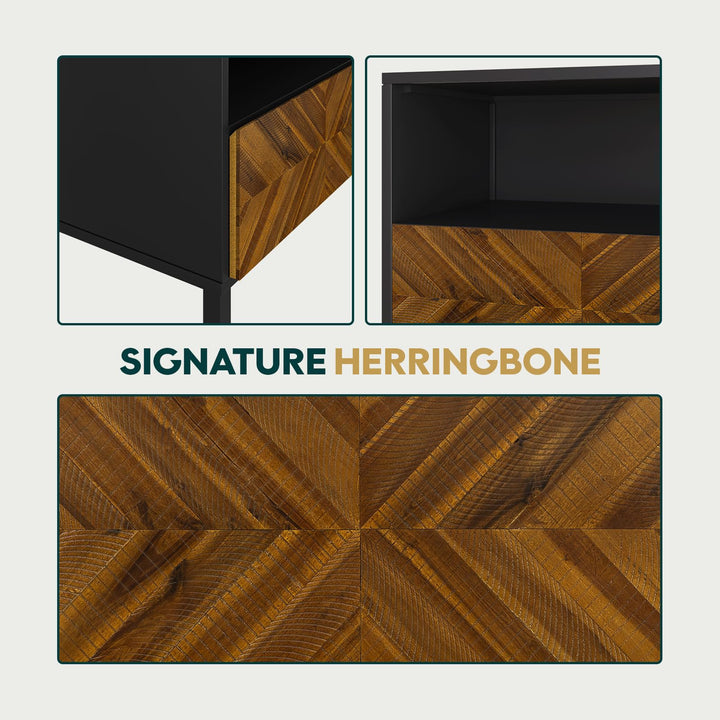 Vivian nightstand designed with chestnut finish and bedside storage as a bedside table