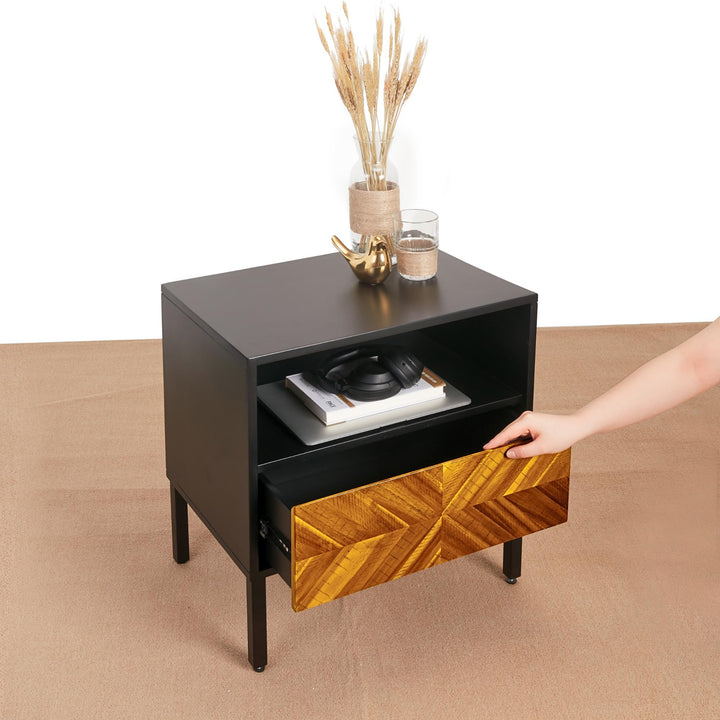 Vivian 1-drawer nightstand designed with bedside storage for bedroom storage