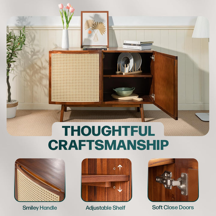 Nancy 2-door storage cabinet with dark chocolate finish and living or dining room storage for storage and display