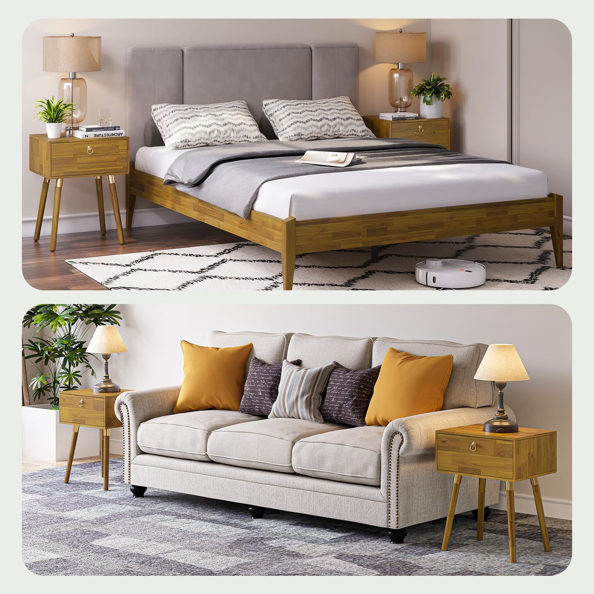 Alden nightstand with bedside storage for a tidy bedside area