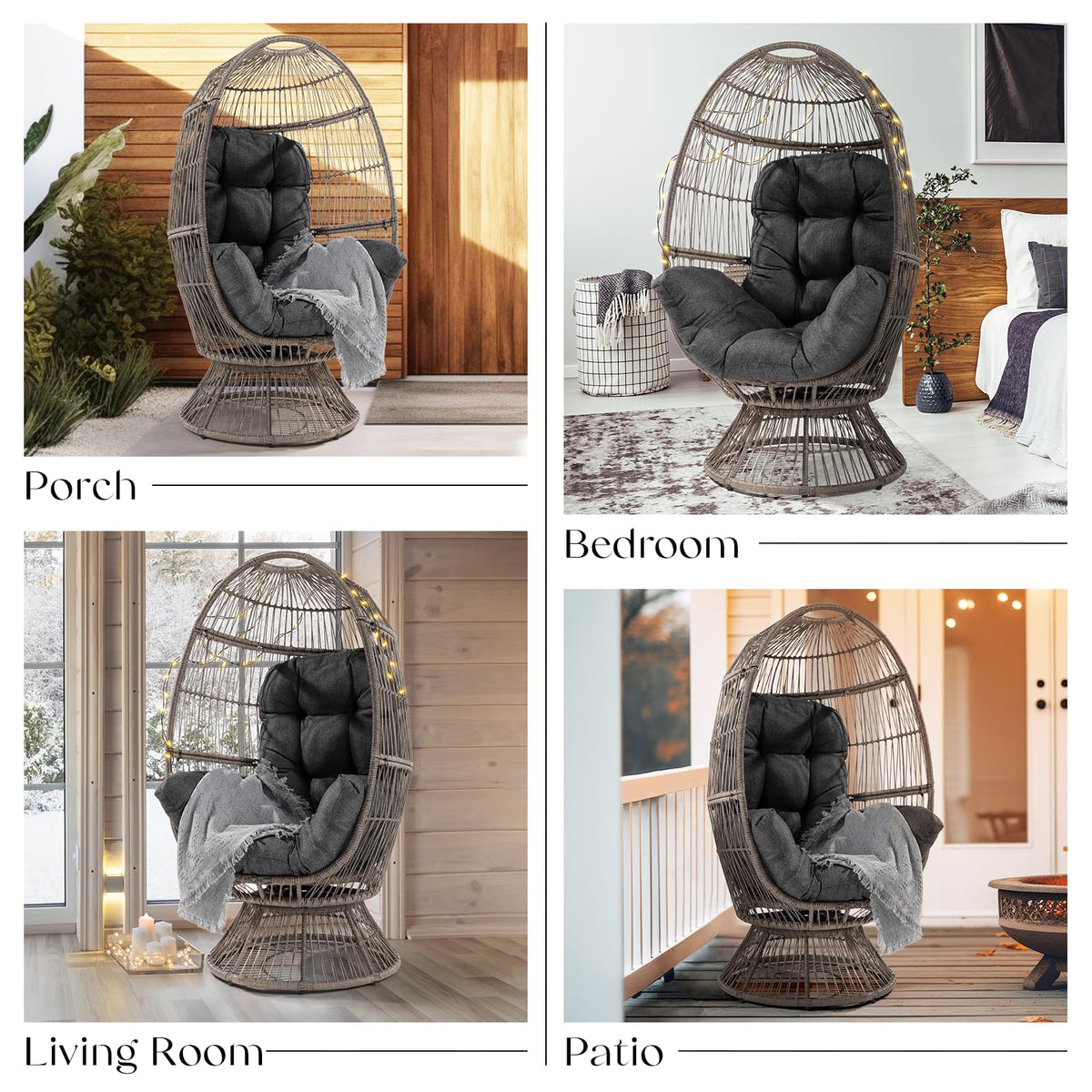 Teardrop papasan chair with onyx stone cushion, multi dark brown frame, and teardrop design for casual indoor seating