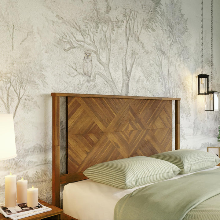 Ethan king bed headboard with rustic dark brown finish; for bedroom placement
