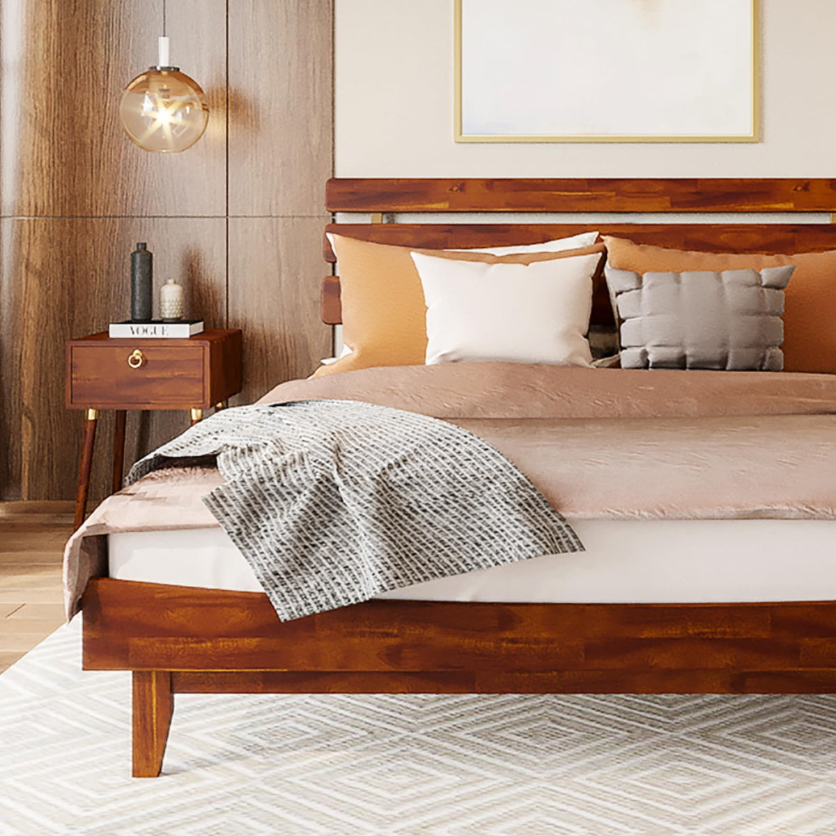 Caden twin platform bed frame with headboard and dark chocolate finish for bedroom setup