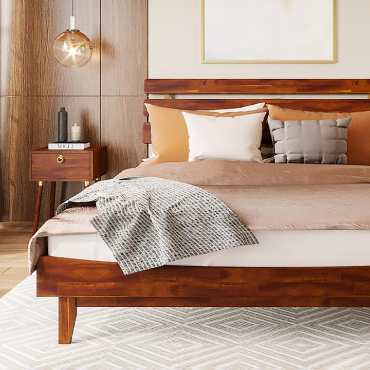 Caden twin platform bed frame with headboard and dark chocolate finish for bedroom setup