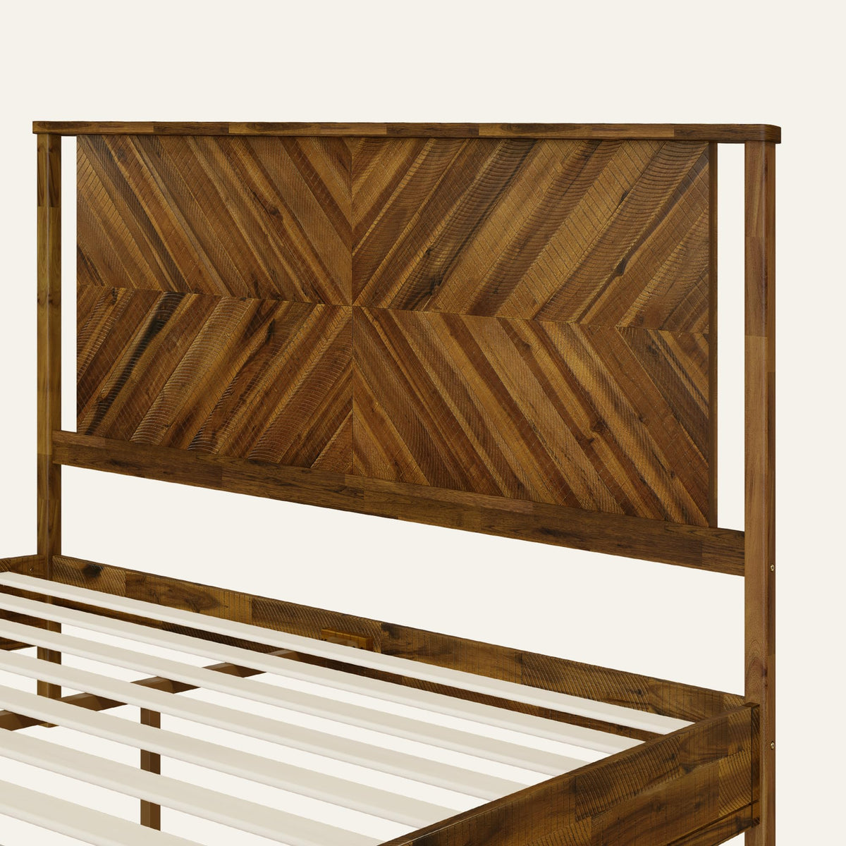 Vivian king platform bed frame with chestnut finish; for sleep-space furnishing