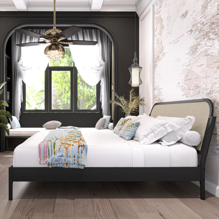Aurelia king platform bed frame with black finish for a complete bed arrangement