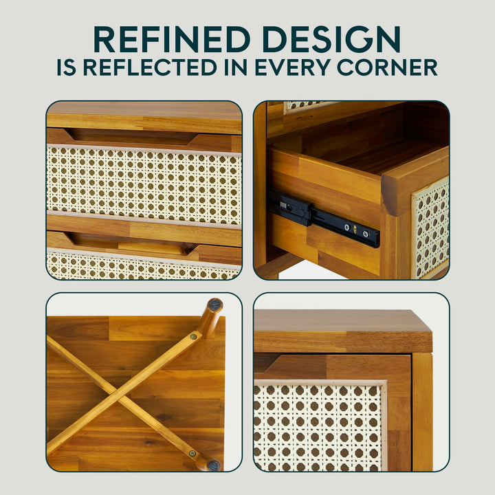 Oliver 2-drawer nightstand designed with caramel finish and bedside storage as a bedside table