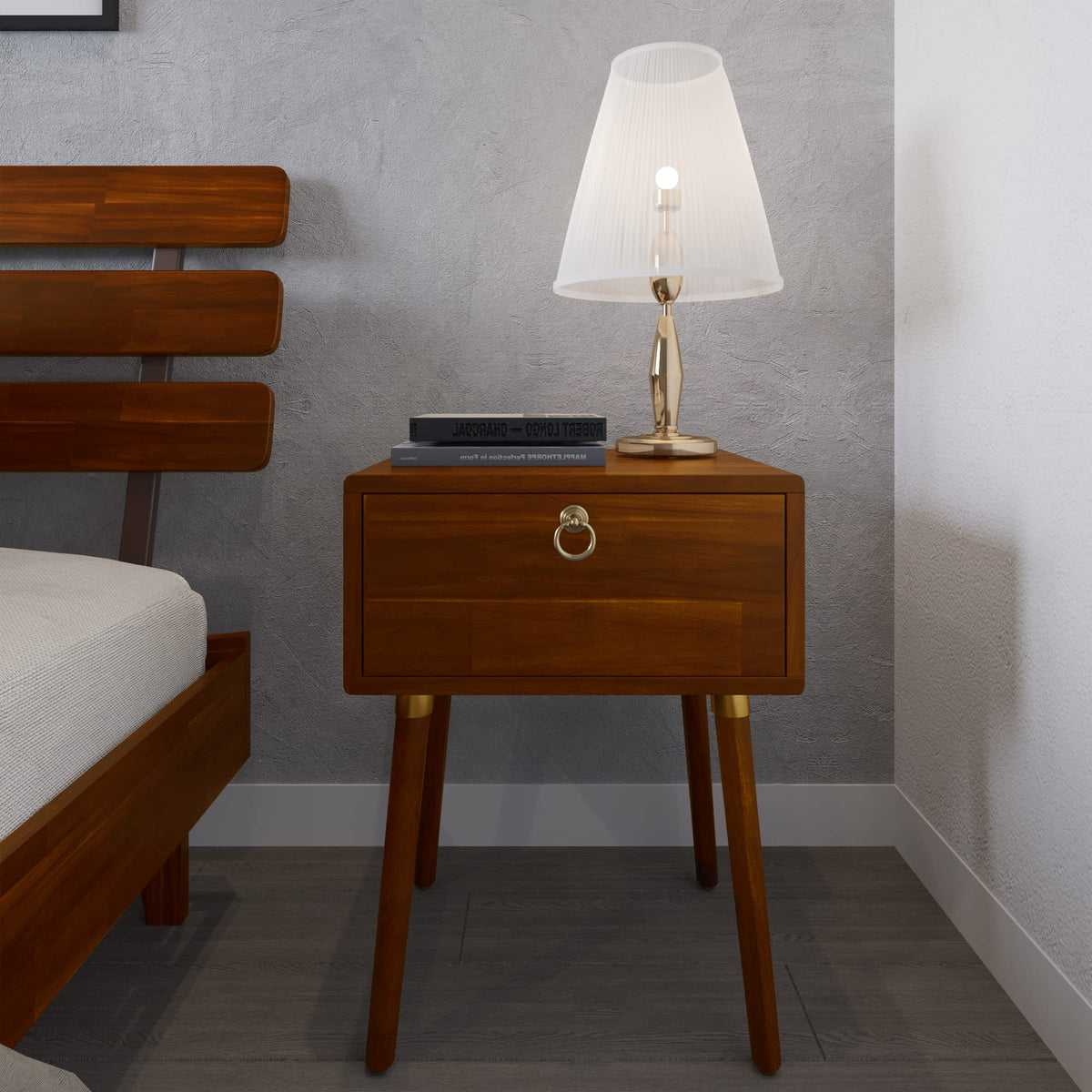 Caden 1-drawer nightstand with dark chocolate finish and bedside storage for a tidy bedside area