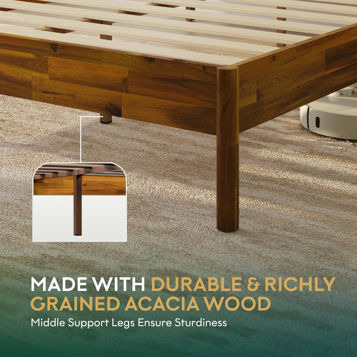 Aurelia king platform bed frame with caramel finish for everyday bedroom use