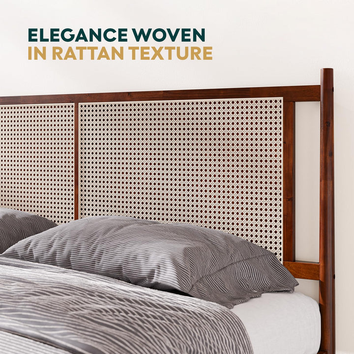 Oliver king platform bed frame designed with walnut finish for a coordinated sleep space