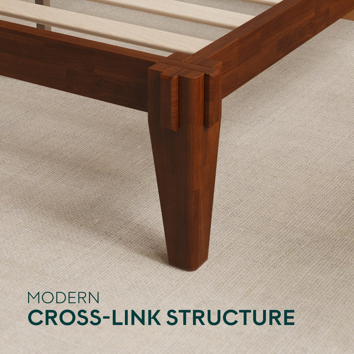 Chalipa full platform bed frame designed with headboard- design and walnut finish for a coordinated sleep space