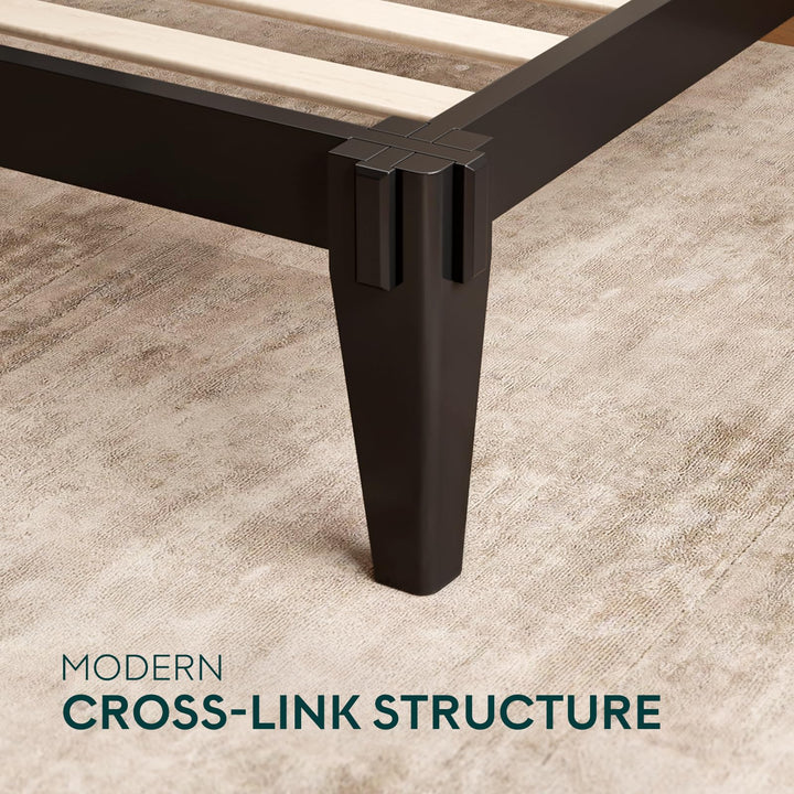Chalipa queen platform bed frame designed with headboard- design and black finish for a coordinated sleep space