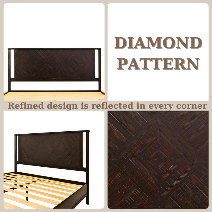 Ethan king platform bed frame designed with headboard and rustic black finish for a coordinated sleep space