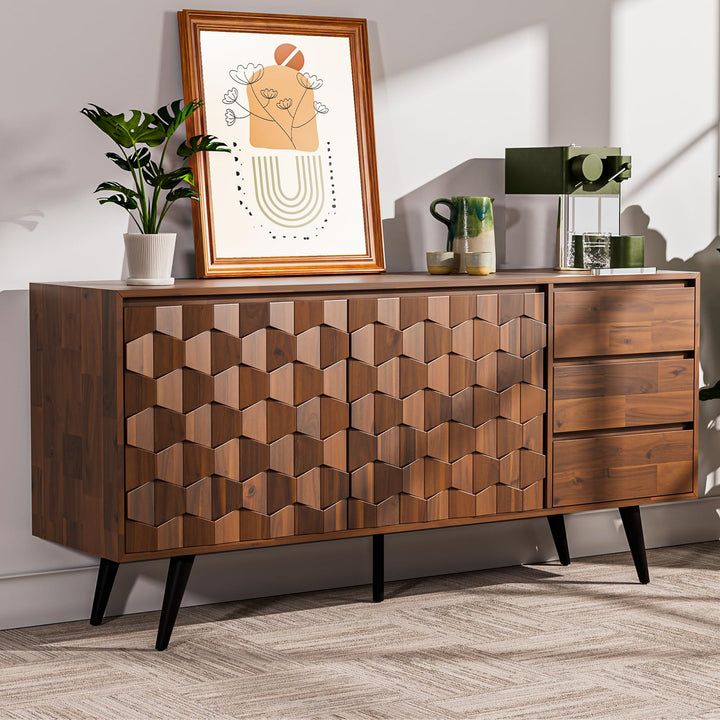 Georgina sideboard cabinet with walnut finish and dining or living room storage for dining room storage