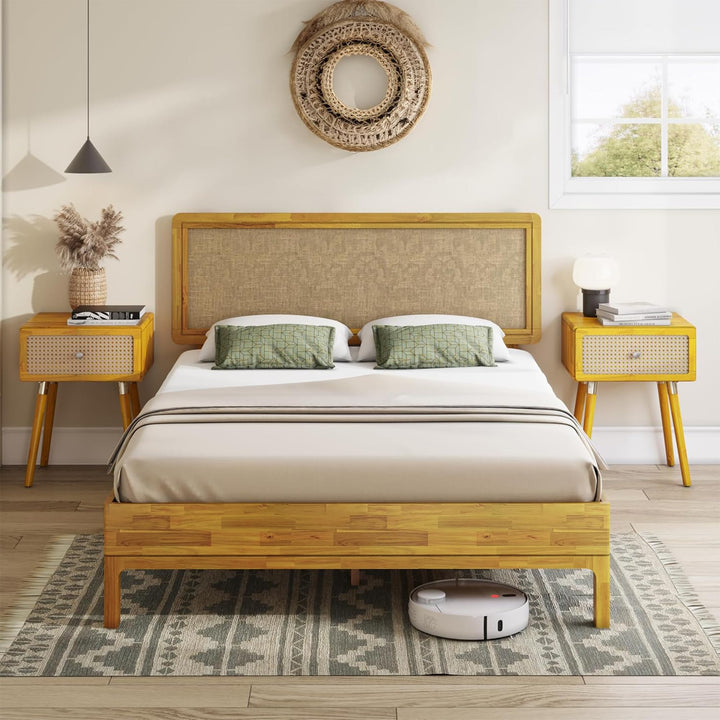 Nipe full platform bed frame with headboard for bedroom setup