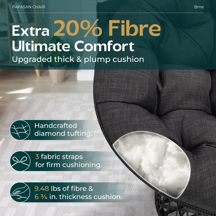 Papasan chair with onyx stone cushion for casual indoor seating