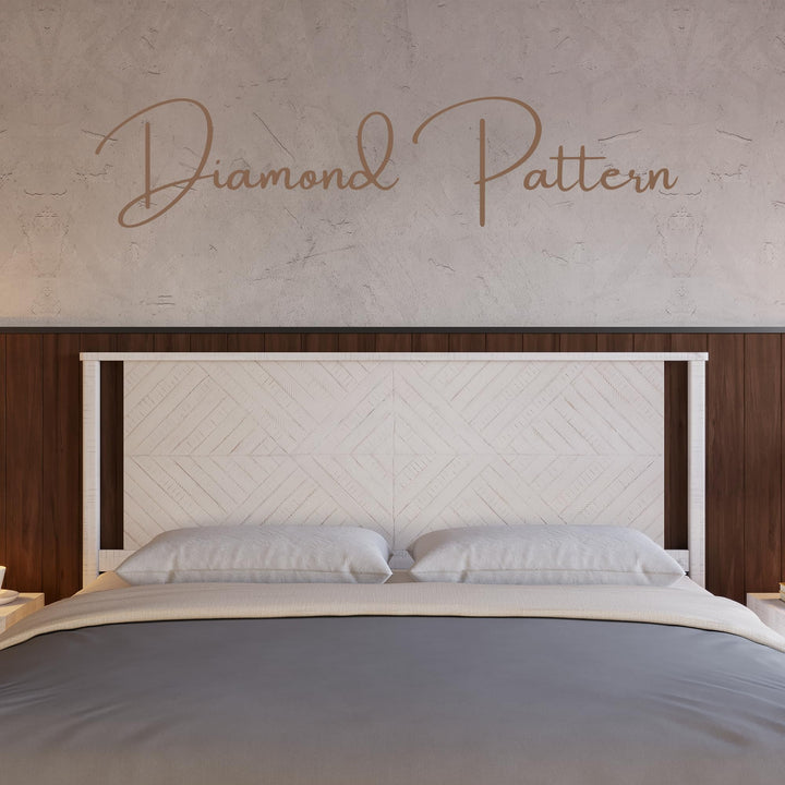 Ethan king bed headboard, featuring rustic white finish, for bedroom styling