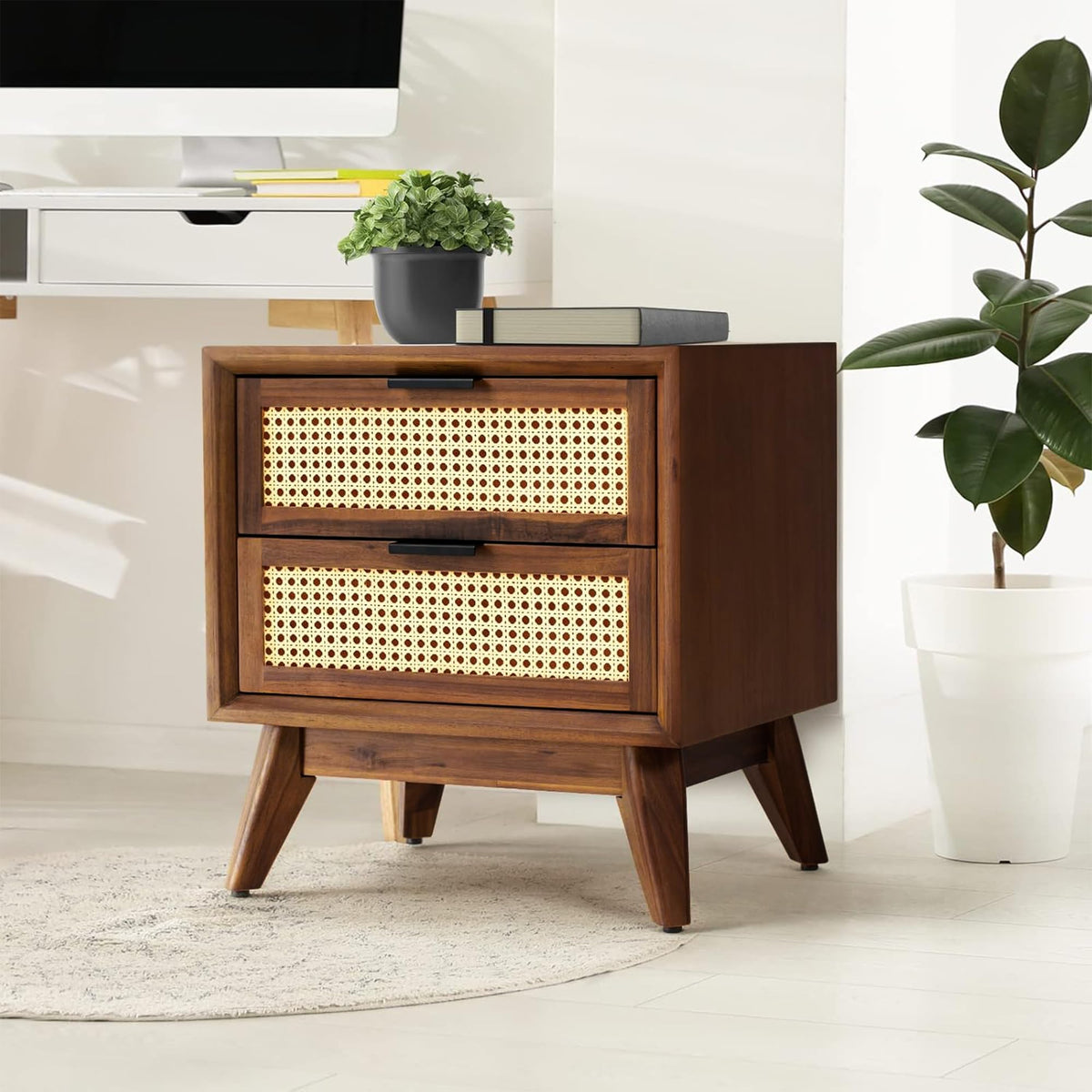 Jasper side table with dark chocolate finish and sofa-side or bedside table for sofa-side use