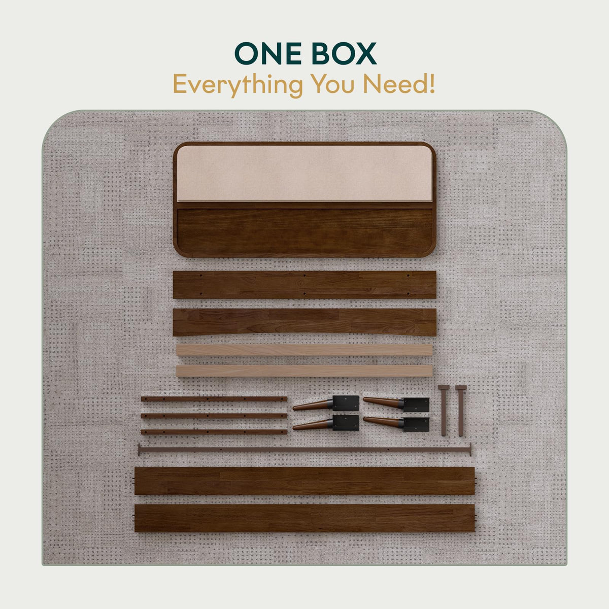 Calista queen platform bed frame designed with chestnut finish for bedroom styling