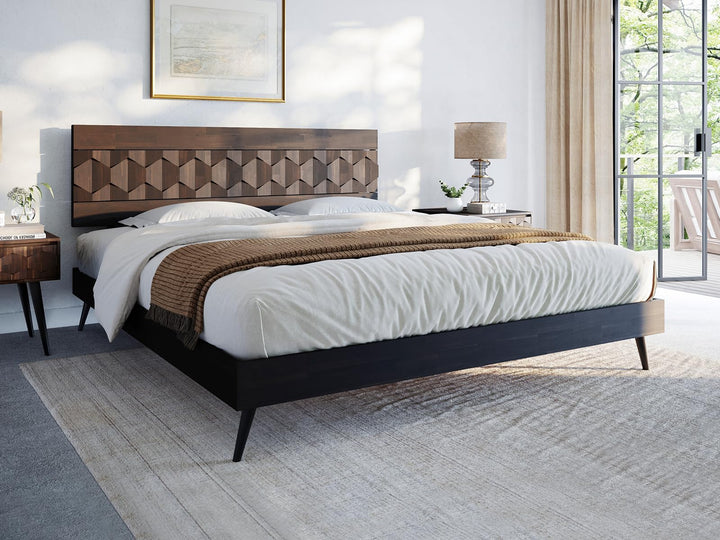 Georgina king platform bed frame with walnut finish; for bedroom furniture
