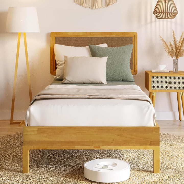 Nipe 1-drawer nightstand with walnut finish and bedside storage; for everyday bedside use