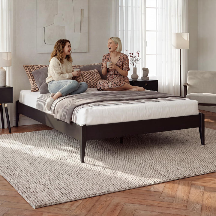 Alden nightstand designed with black finish and bedside storage for bedroom storage