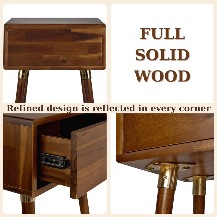 Caden 1-drawer nightstand with dark chocolate finish and bedside storage; for everyday bedside use