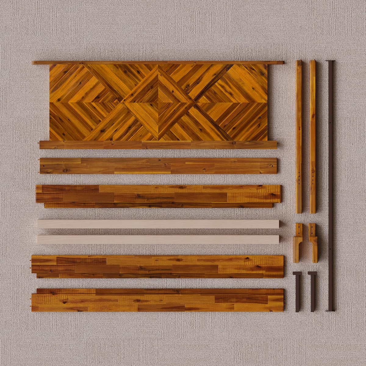 Ethan king platform bed frame designed with rustic caramel finish for bedroom styling
