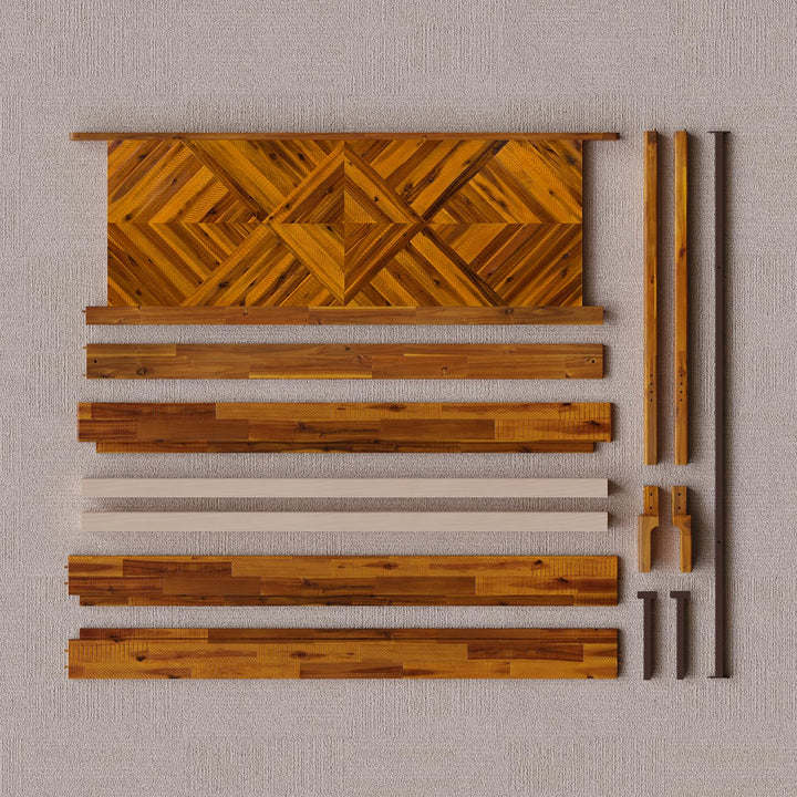 Ethan king platform bed frame designed with rustic caramel finish for bedroom styling